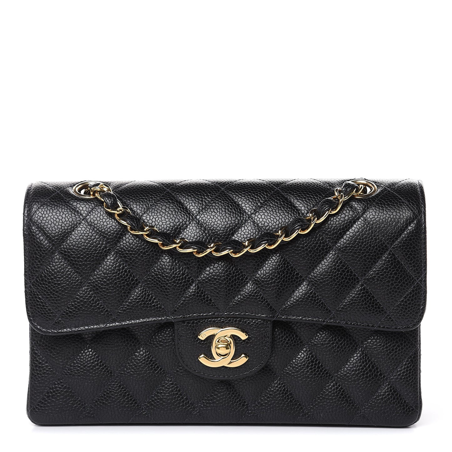 Caviar Quilted Small Double Flap Black