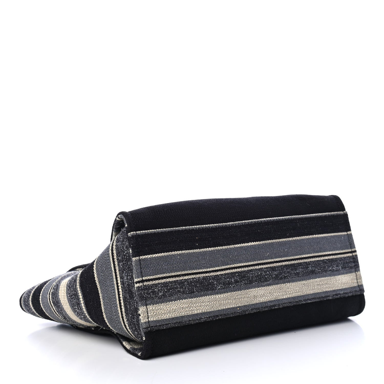 Chanel Striped Canvas Medium Deauville Tote Grey Black 3 of 4