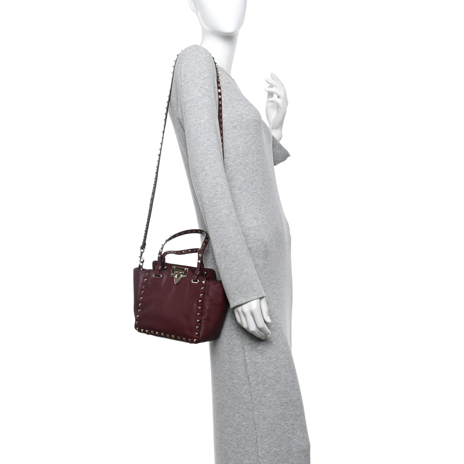 Valentino Garavani Vitello Mini Rockstud Tote Rubin 2 of 9