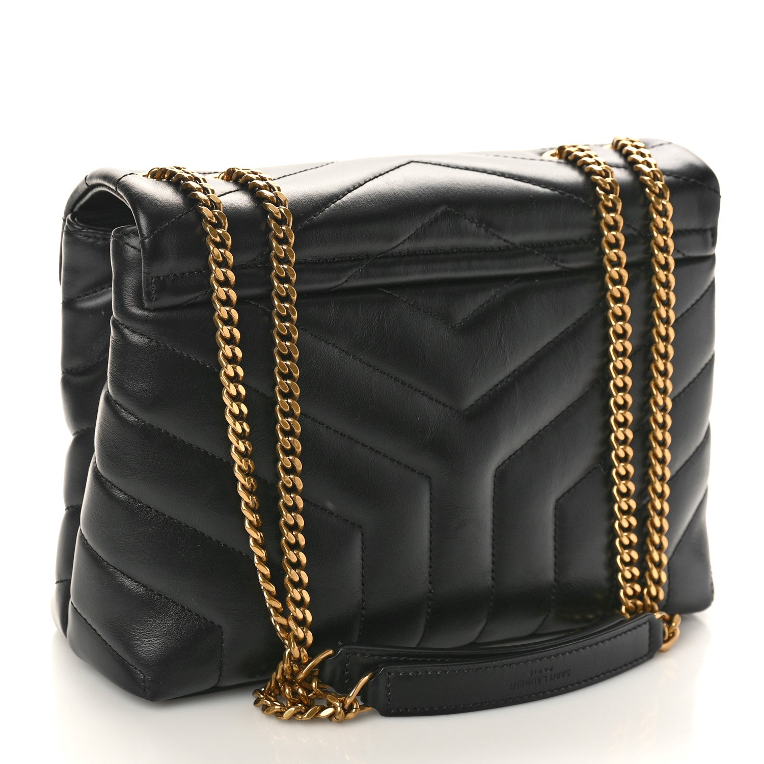 Saint Laurent Calfskin Y Quilted Monogram Small Loulou Chain Satchel Black 3 of 10
