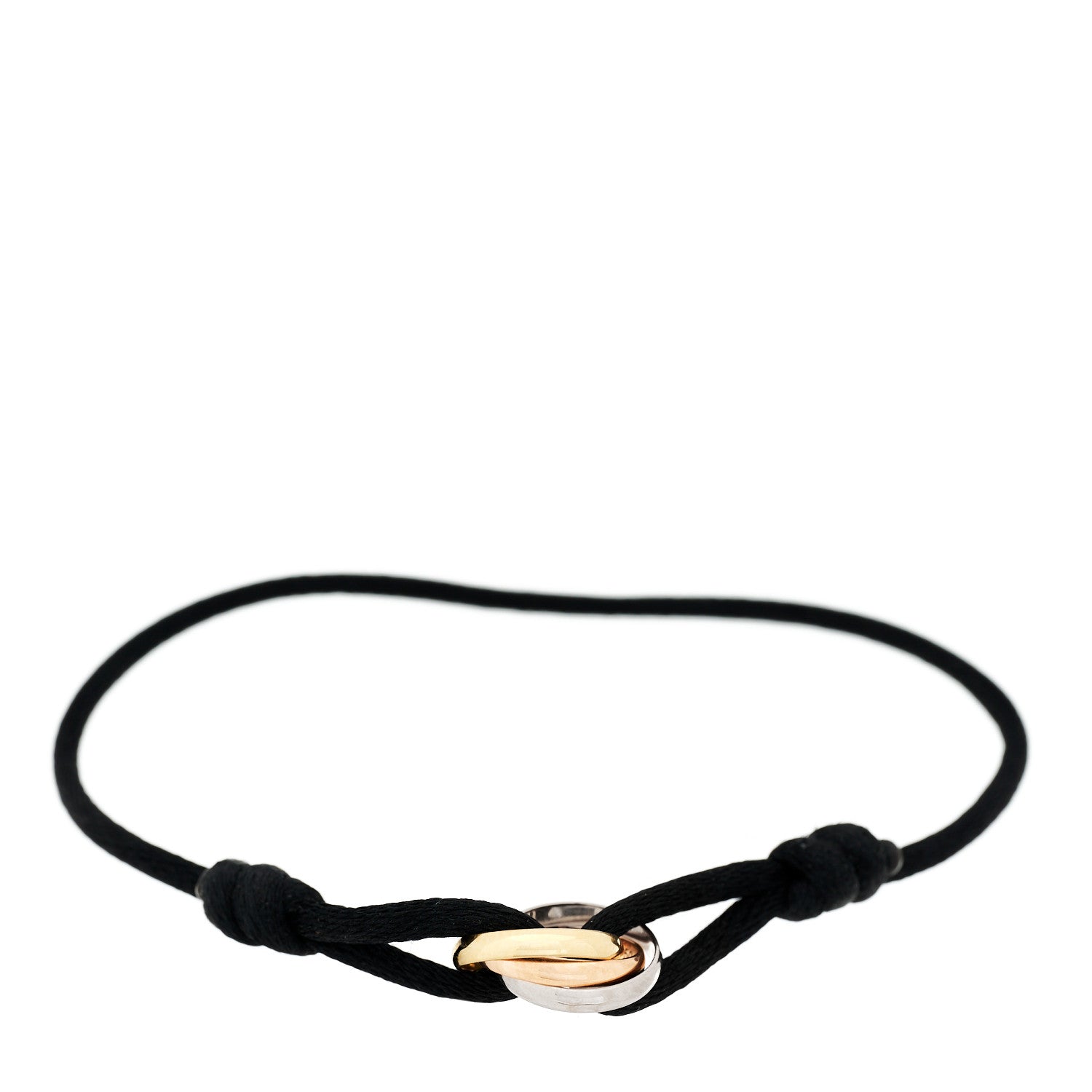 Cartier 18K Pink Yellow White Gold Trinity Adjustable Cord Bracelet Black 1 of 6