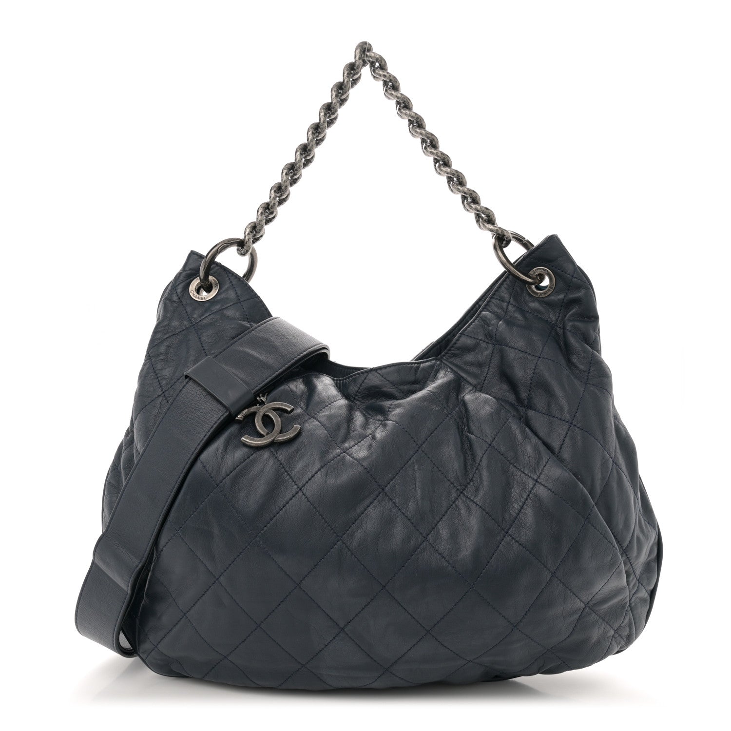 Chanel Calfskin Coco Pleats Hobo Dark Blue 1 of 11
