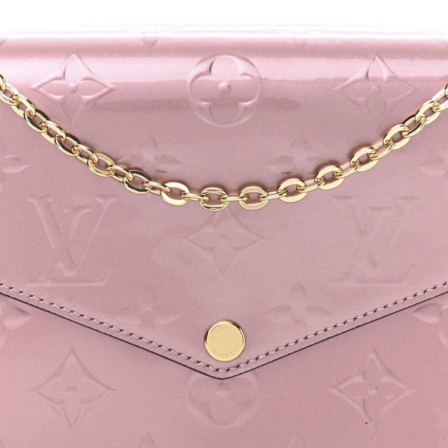 Louis Vuitton Vernis Pochette Felicie Chain Wallet Metallic Pale Pink 10 of 12