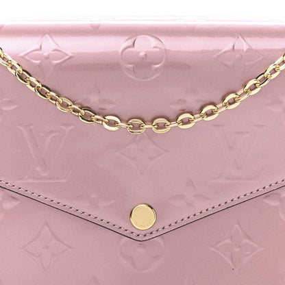 Louis Vuitton Vernis Pochette Felicie Chain Wallet Metallic Pale Pink 10 of 12