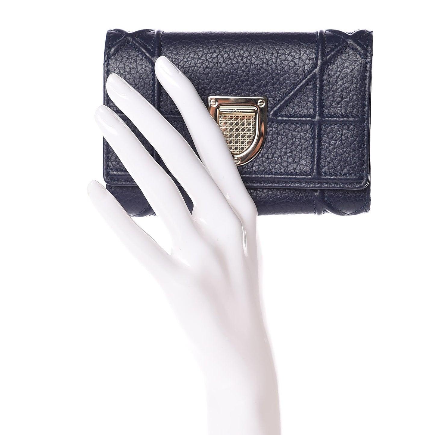 Grained Calfskin Cannage Diorama Elancee Wallet Blue