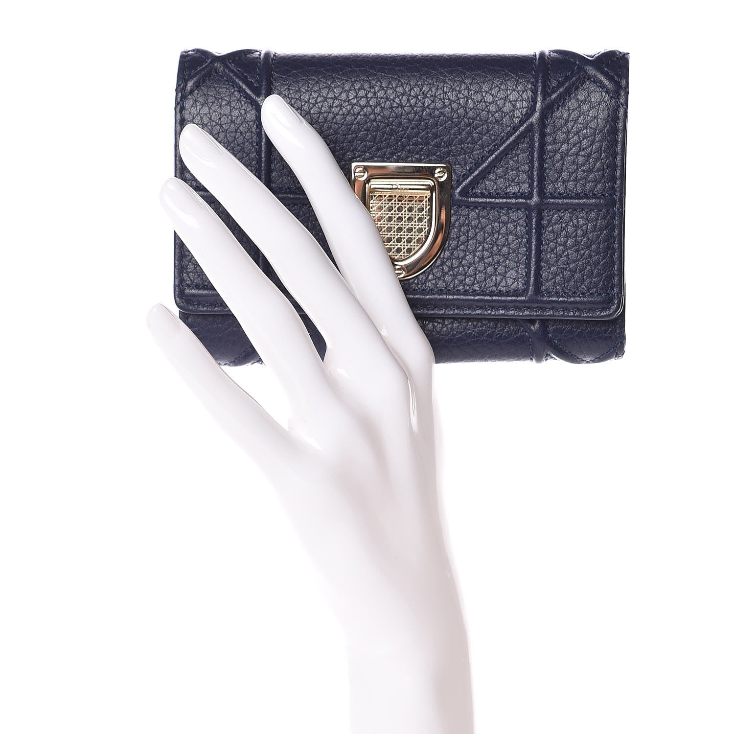 Christian Dior Grained Calfskin Cannage Diorama Elancee Wallet Blue 2 of 8