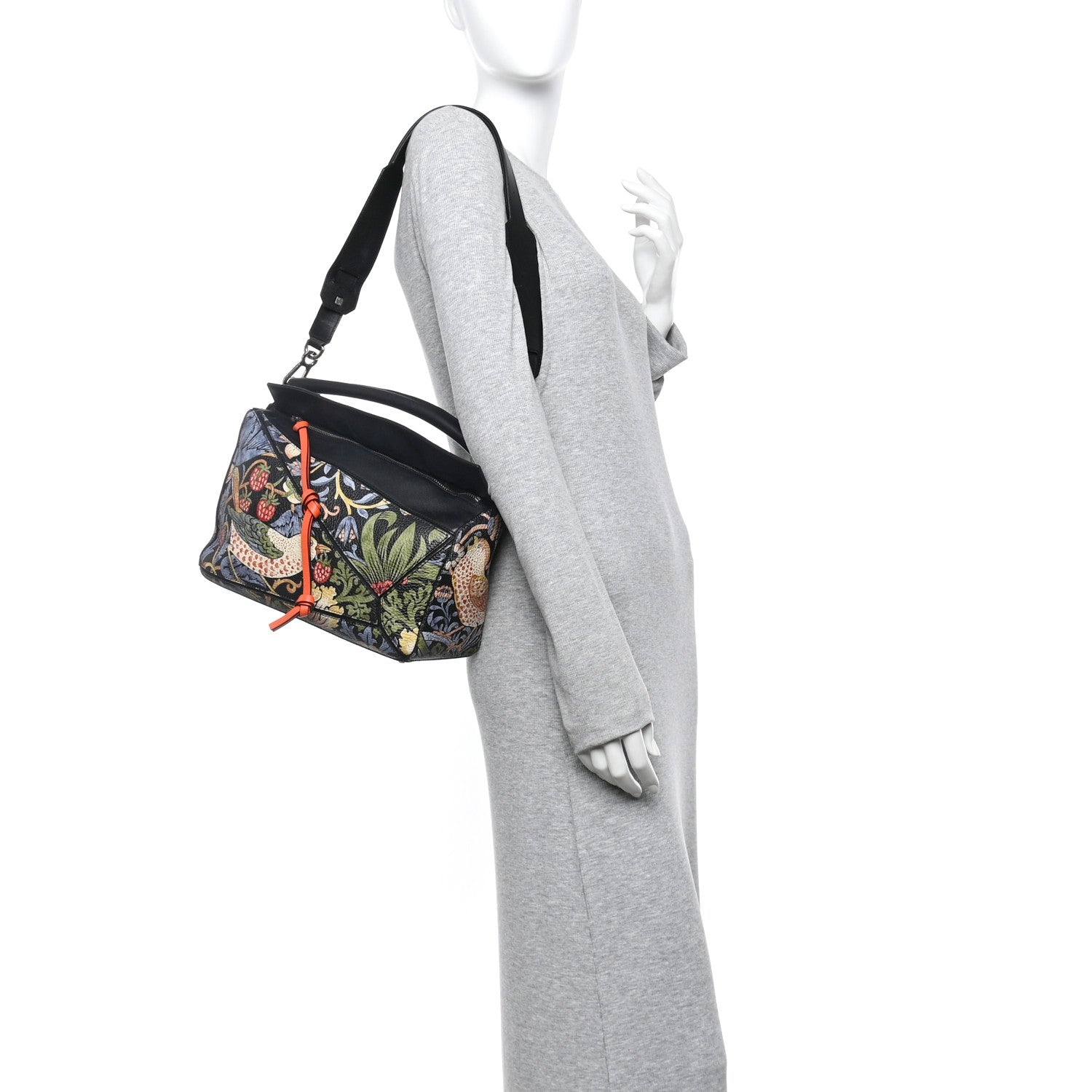 Loewe X WILLIAM MORRIS Calfskin Puzzle Bag Black Multicolor