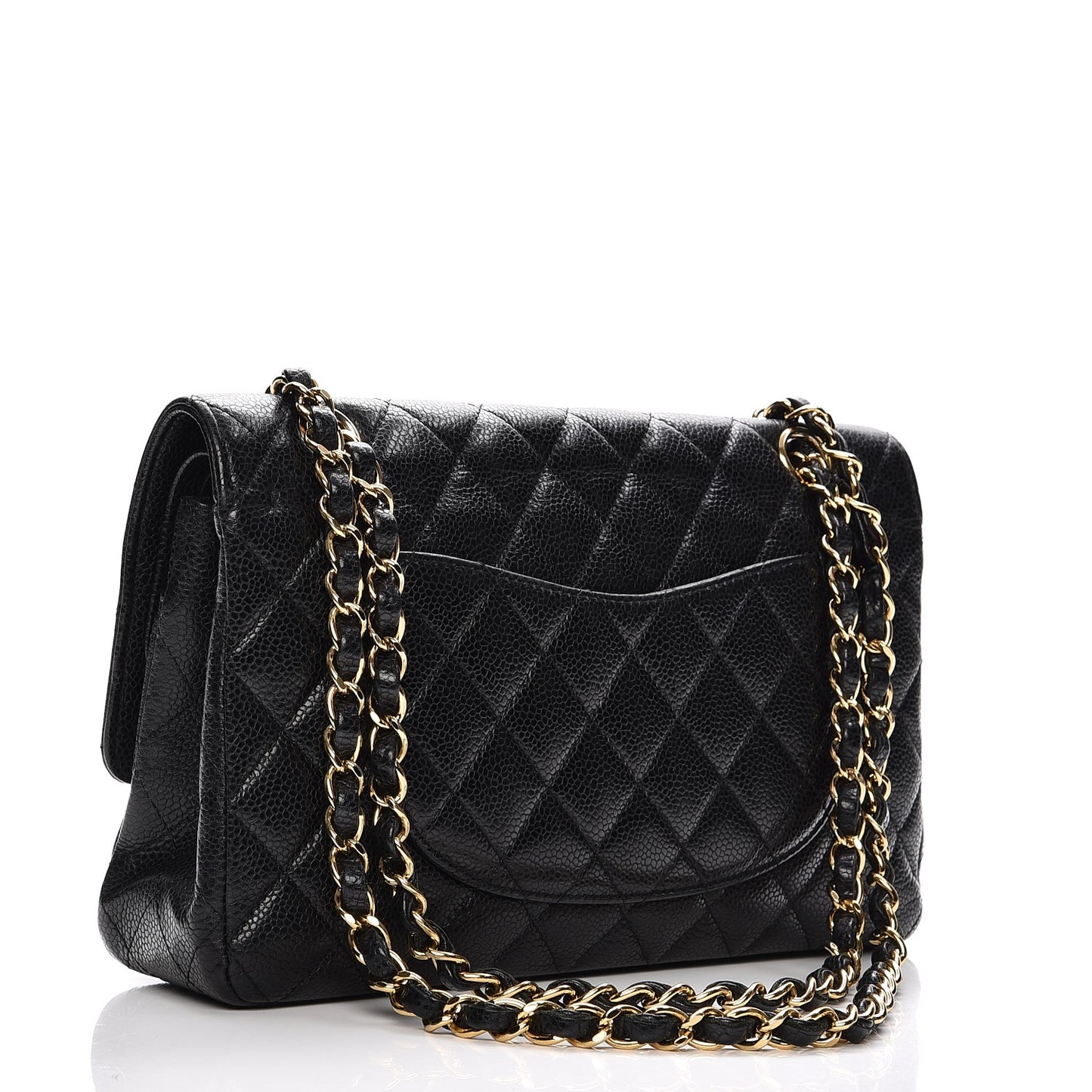 Caviar Quilted Medium Double Flap Black