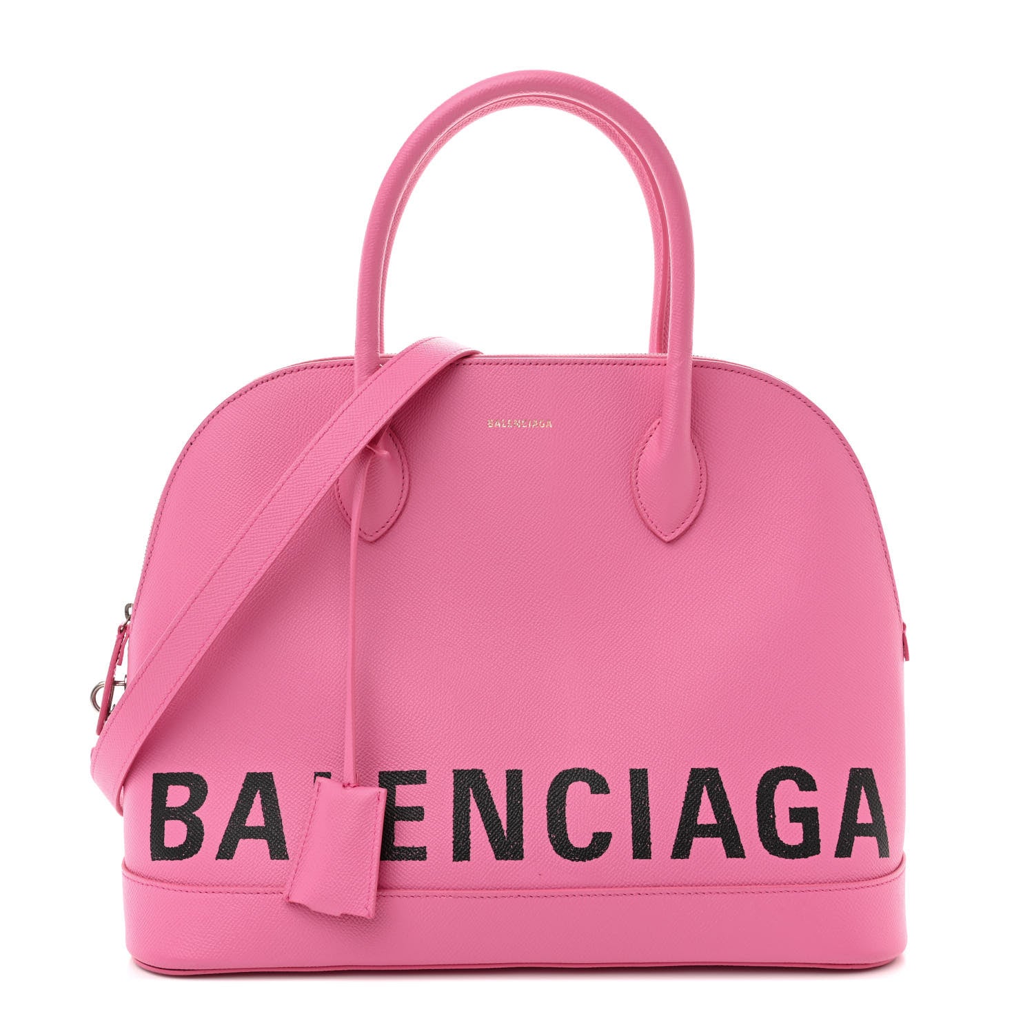 Balenciaga Signature Grained Calfskin Logo M Ville Top Handle Bag Rose Bubblegum Black 1 of 18