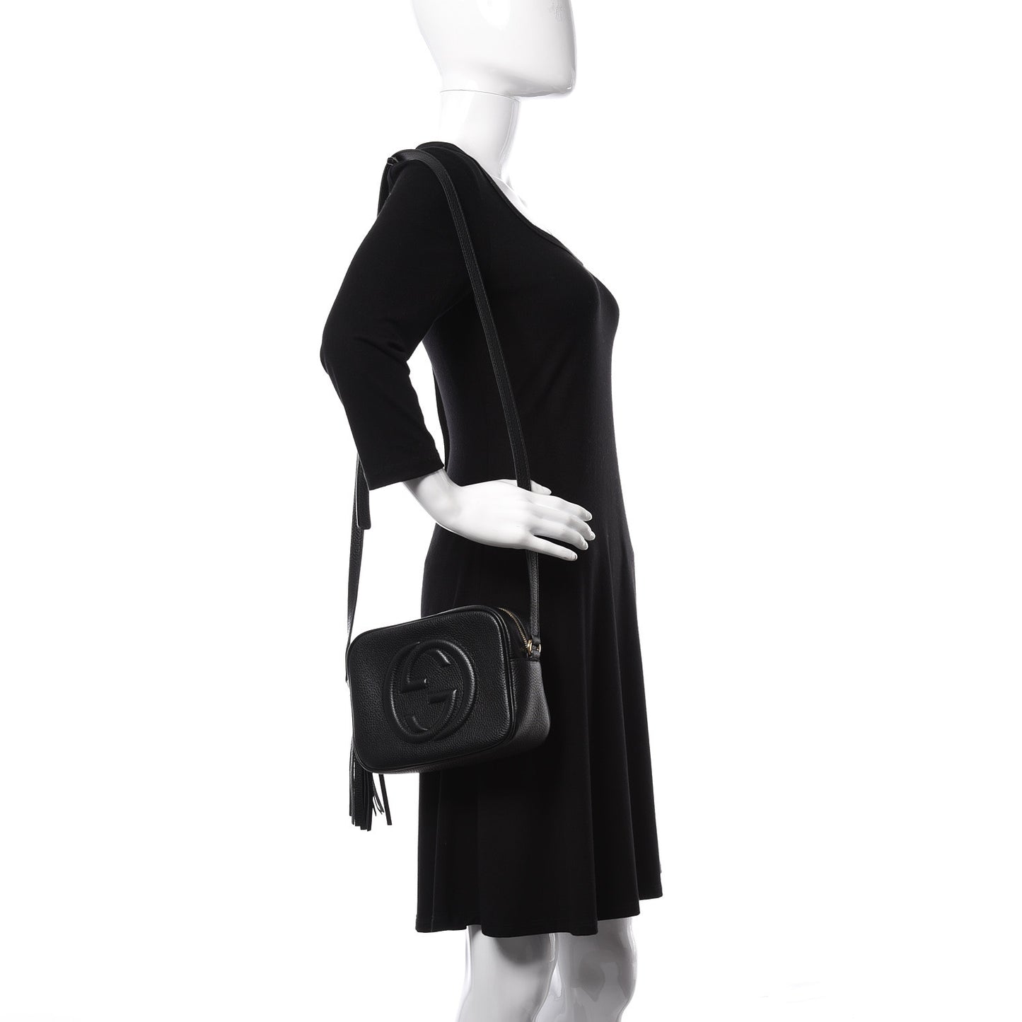 Pebbled Calfskin Small Soho Disco Bag Black