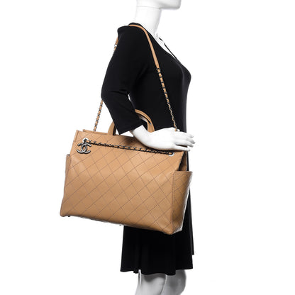 Chanel Calfskin Stitched Large Shopping Tote Beige 2 of 14