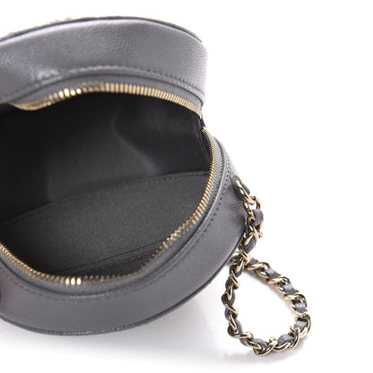 Chanel Caviar Quilted French New Wave Round Clutch With Chain Grey 4 of 10