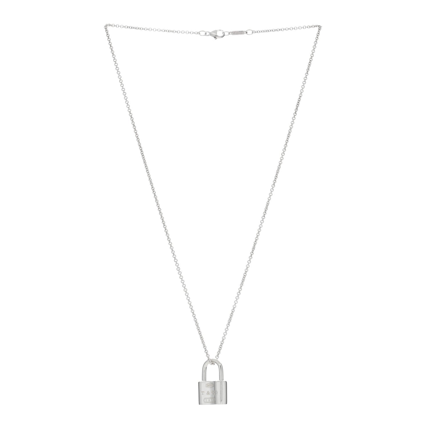 Tiffany Sterling Silver 1837 Lock Charm Pendant Necklace 2 of 4