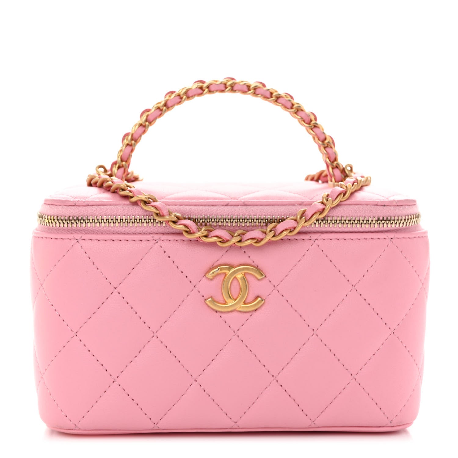 Chanel Lambskin Quilted Pick Me Up Vanity Case Pink 1 of 12