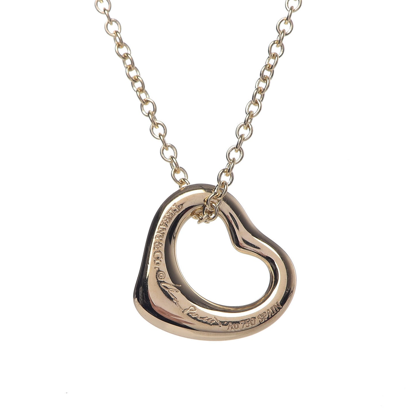 18K Yellow Gold 11mm Elsa Peretti Open Heart Pendant Necklace
