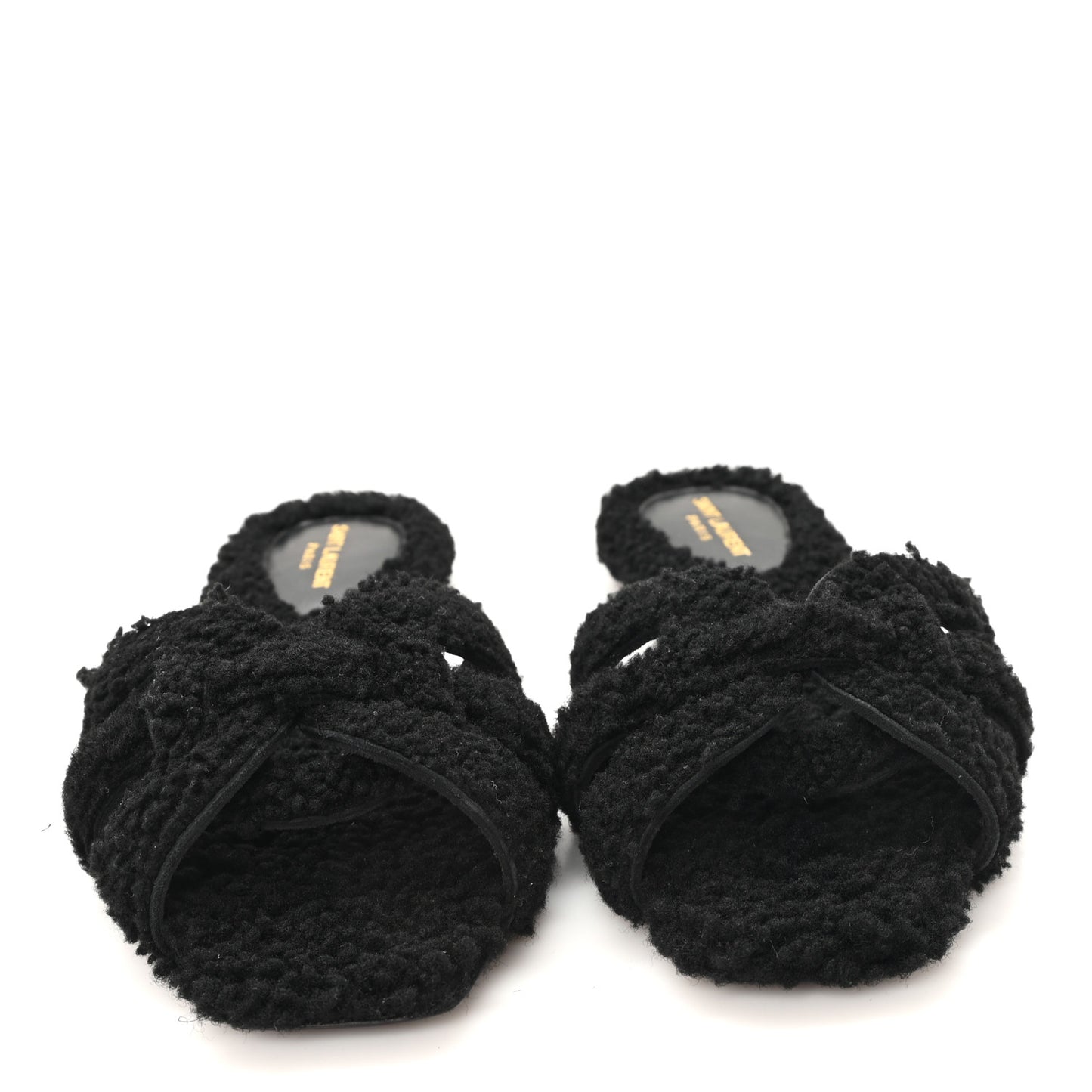 Shearling Tribute Flat Mules 38 Black