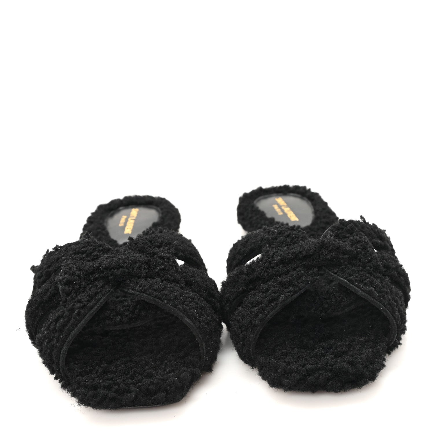 Saint Laurent Shearling Tribute Flat Mules 38 Black 3 of 10