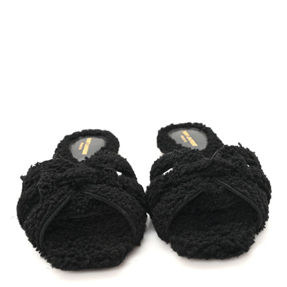 Saint Laurent Shearling Tribute Flat Mules 38 Black 3 of 10