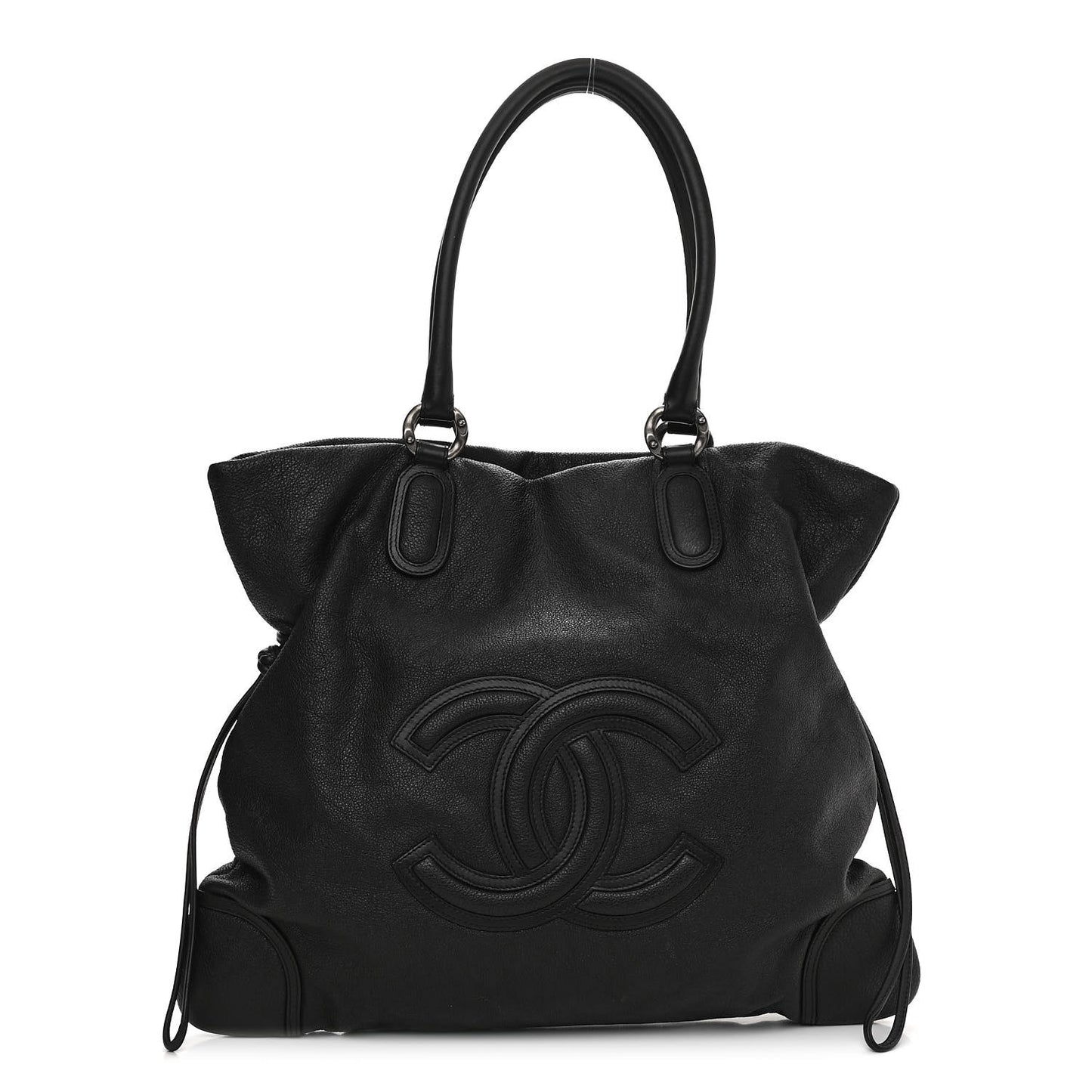 Calfskin CC Shoulder Bag Black