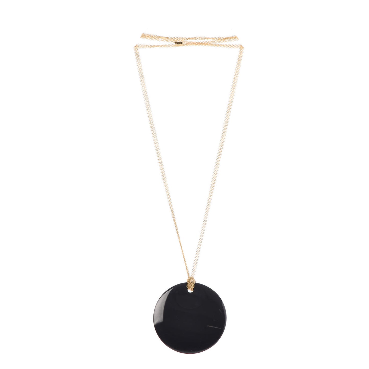 18K Yellow Gold Black Jade Elsa Peretti Pendant Necklace