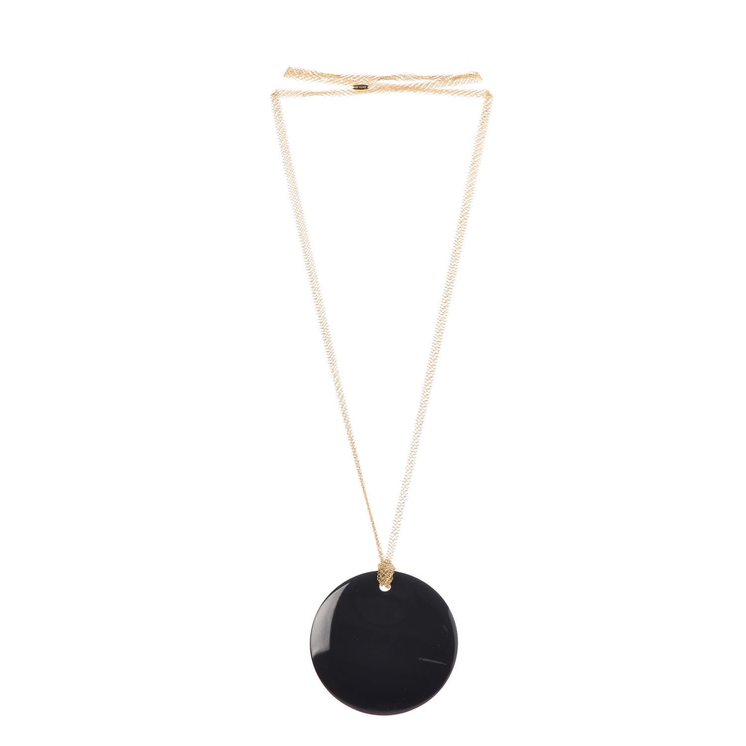 Tiffany 18K Yellow Gold Black Jade Elsa Peretti Pendant Necklace 3 of 6