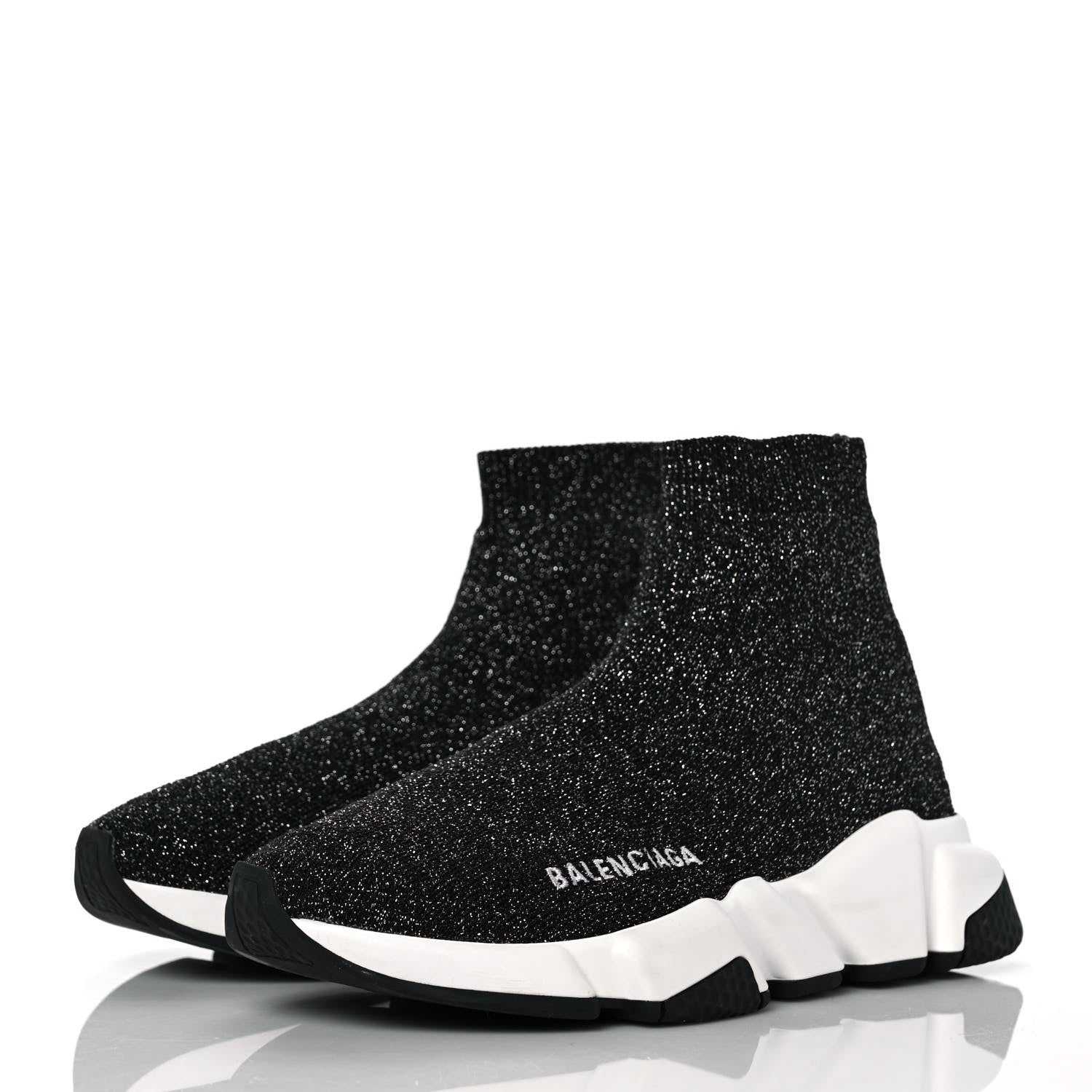 Balenciaga Knit Metal Womens Speed Sneakers 35 Black Gold 3 of 7