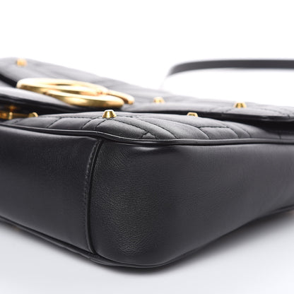 Gucci Calfskin Matelasse Studded Medium GG Marmont Shoulder Bag Black 9 of 12