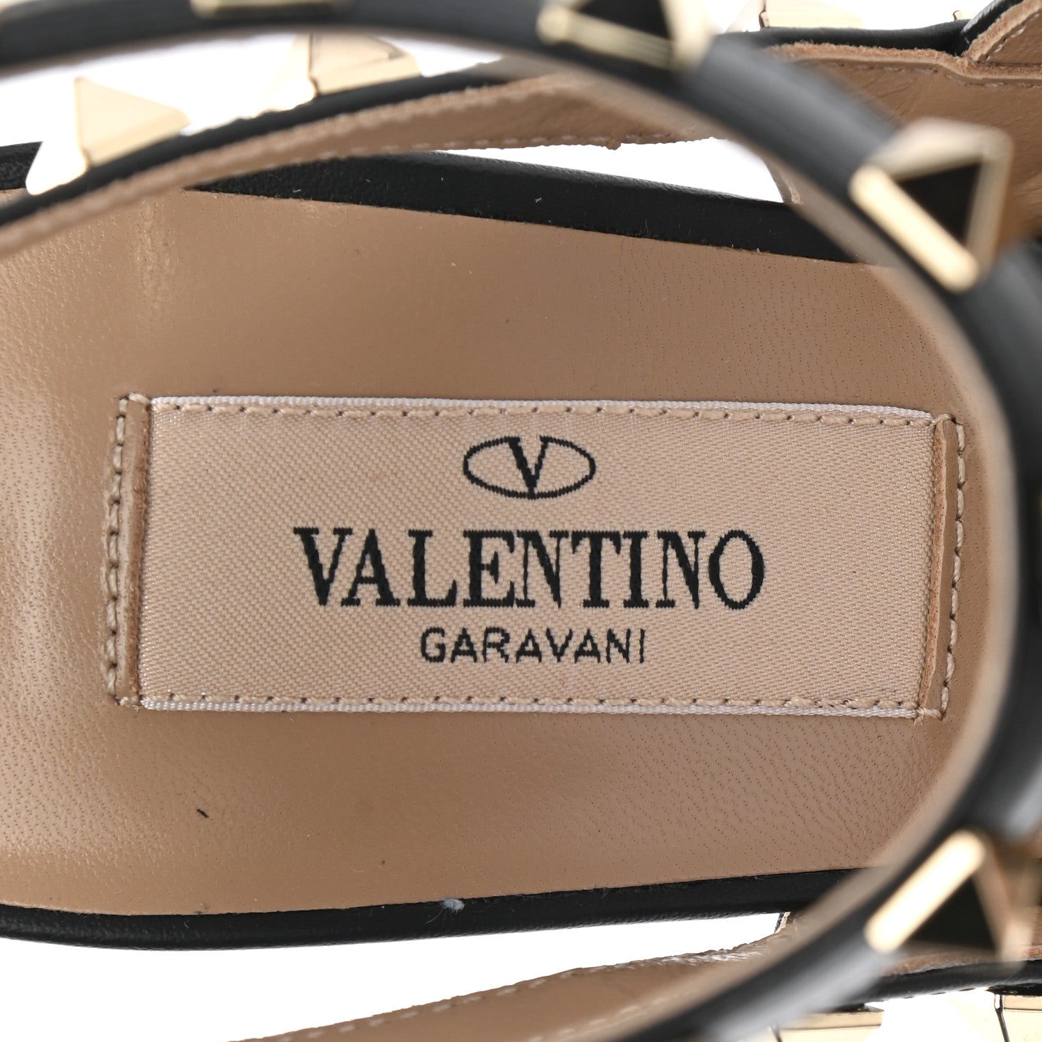 Valentino Garavani Pebbled Calfskin Rockstud Ankle Strap Pumps 36 Black 7 of 10