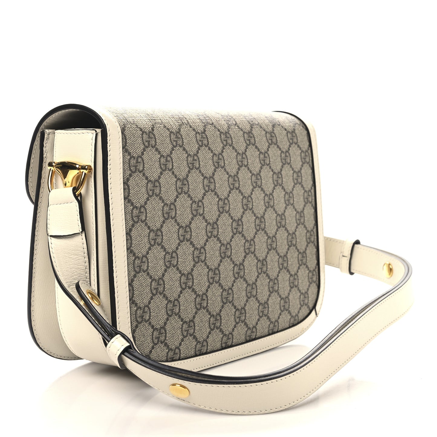 GG Supreme Monogram Horsebit 1955 Shoulder Bag Beige Mystic White