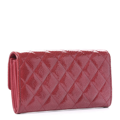 Chanel Distressed Patent Calfskin Quilted Large Flap Wallet Dark Pink 3 of 11