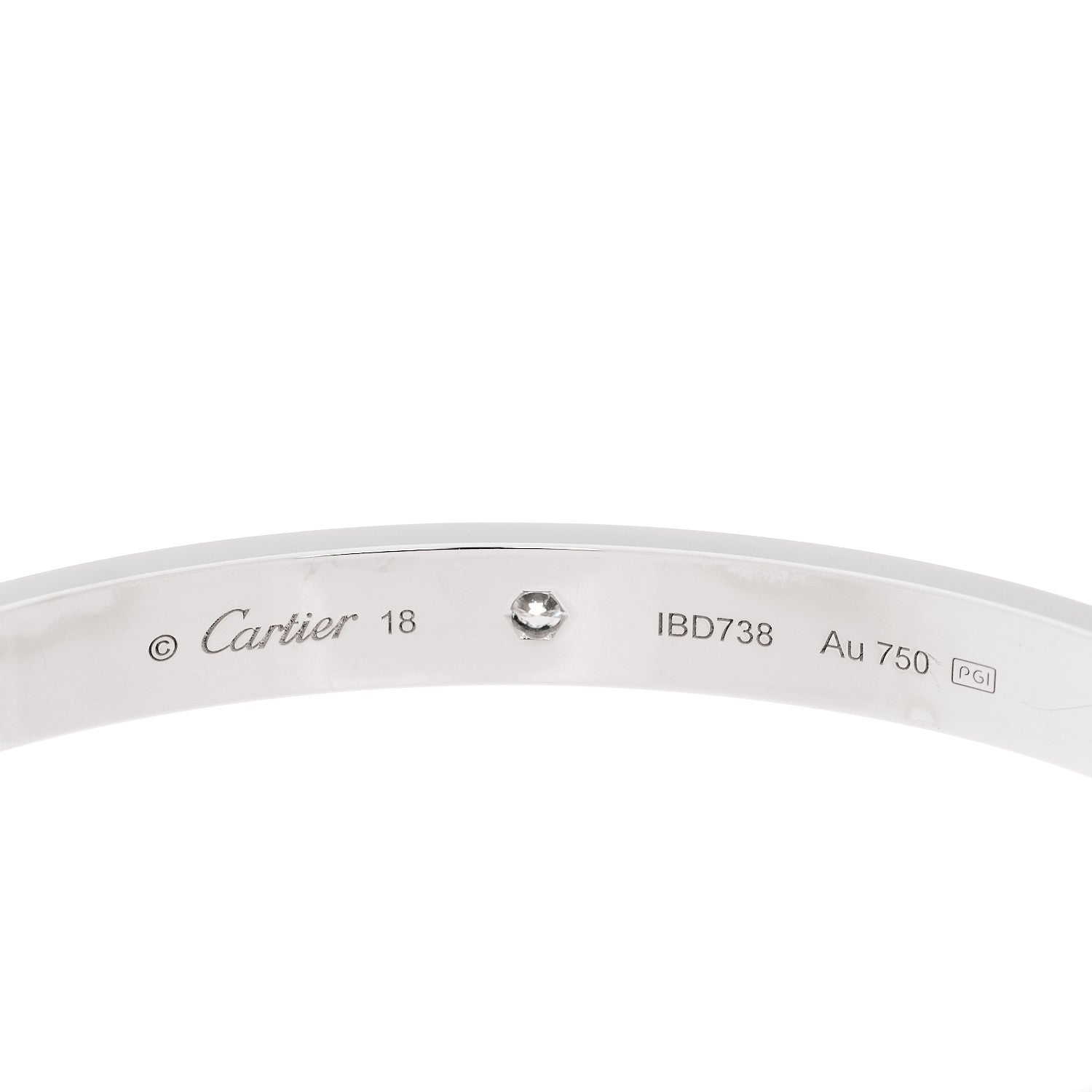 Cartier 18K White Gold 1 Diamond LOVE Cuff Bracelet 18 4 of 5