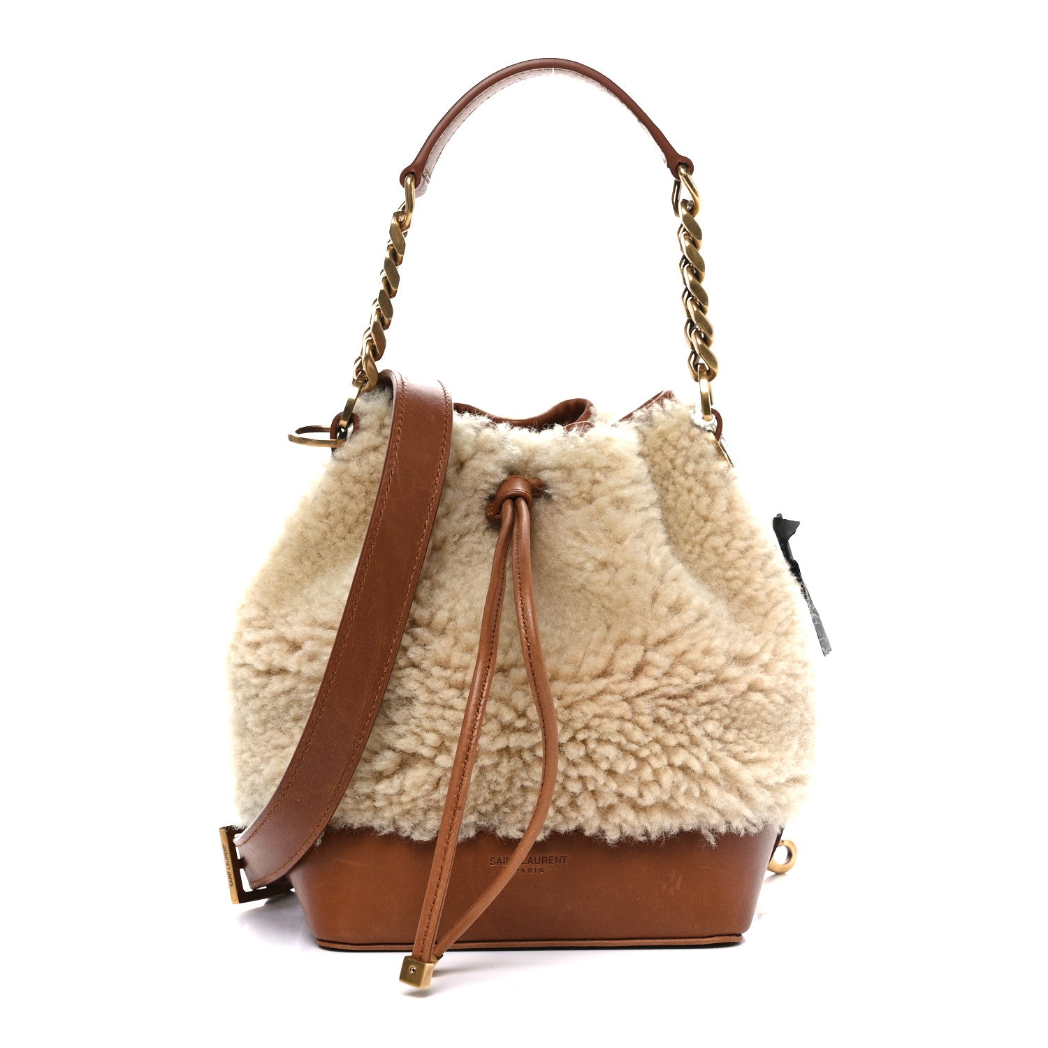 Saint Laurent Shearling Calfskin Small Emmanuelle Bucket Bag Natural Beige Brick 1 of 8