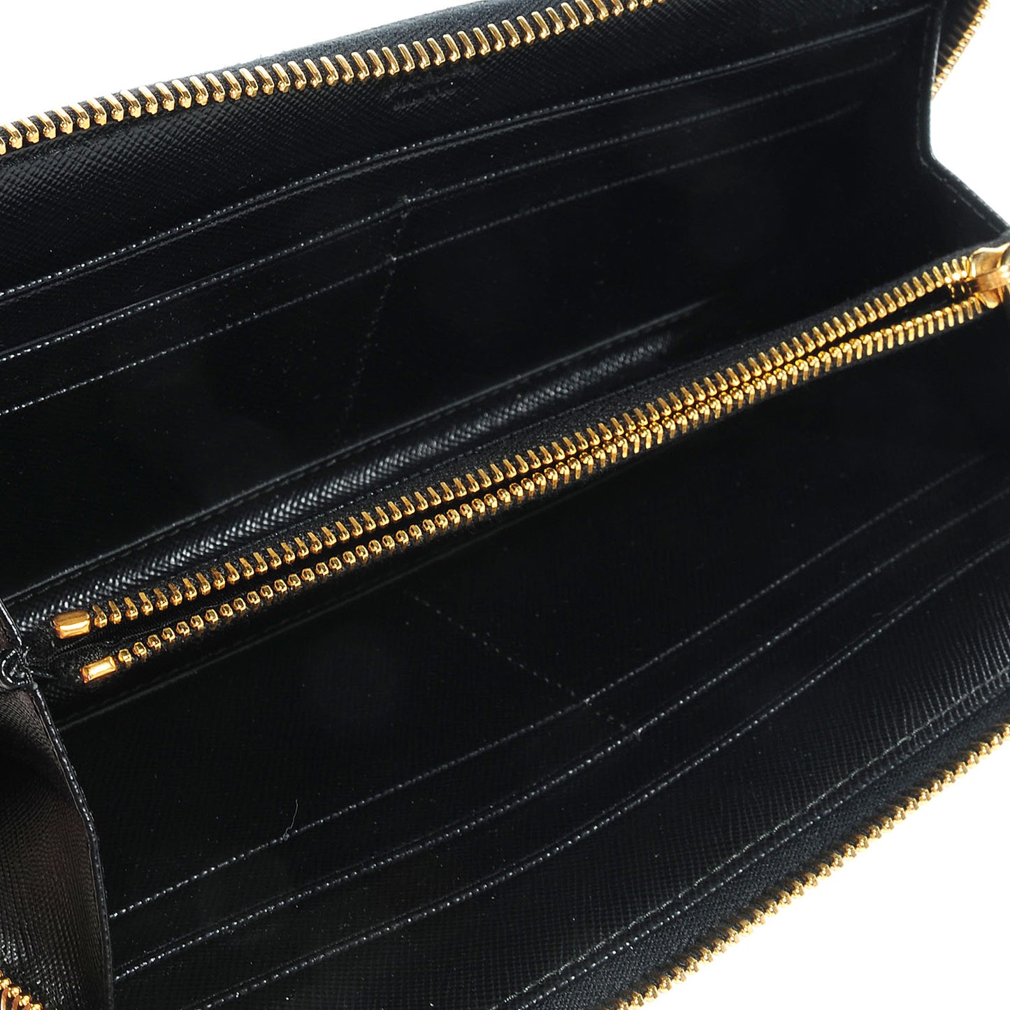 Saffiano Metal Zip Around Wallet Nero Black