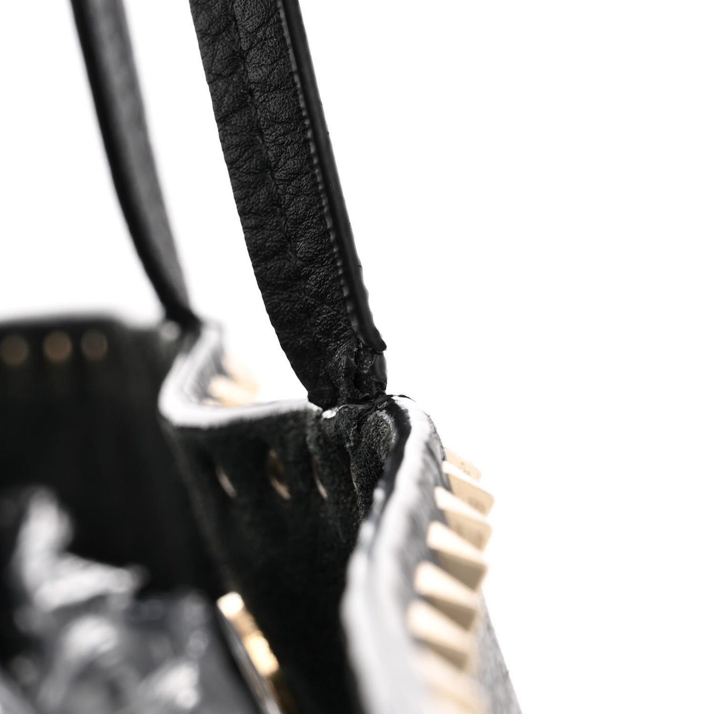 Grained Calfskin Rockstud Shoulder Tote Black