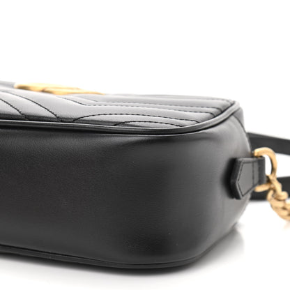 Gucci Calfskin Matelasse Small GG Marmont Chain Shoulder Bag Black 10 of 13