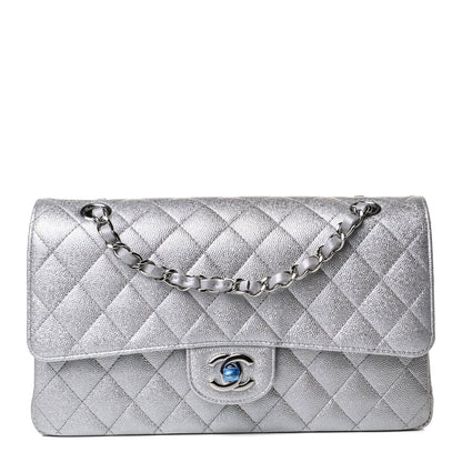 Chanel Glittered Metallic Caviar Quilted Medium Double Flap Silver 1 of 13