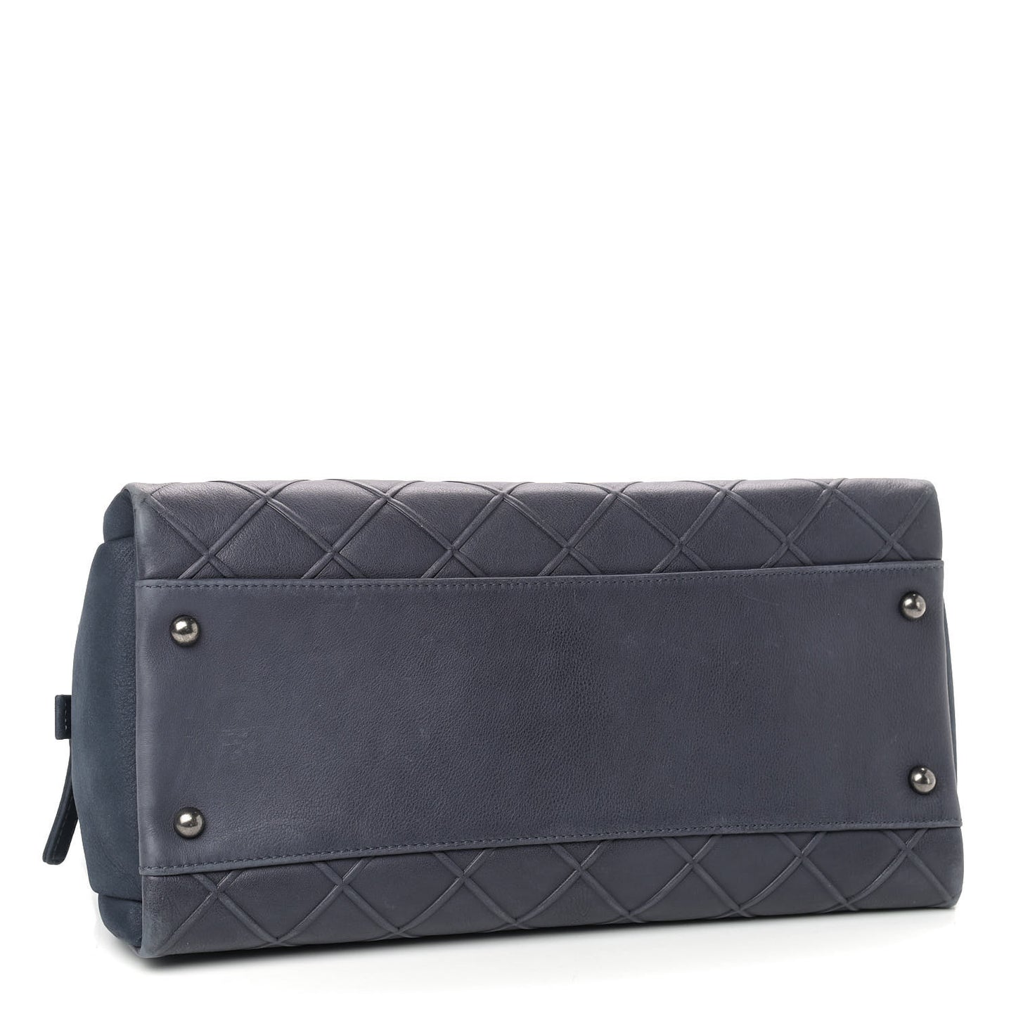 Calfskin Diamond Embossed Large CC Zip Shopping Tote Blue