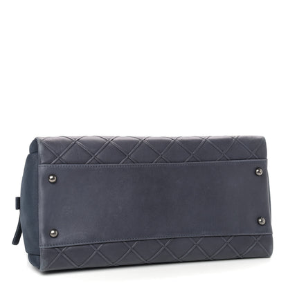 Chanel Calfskin Diamond Embossed Large CC Zip Shopping Tote Blue 3 of 8