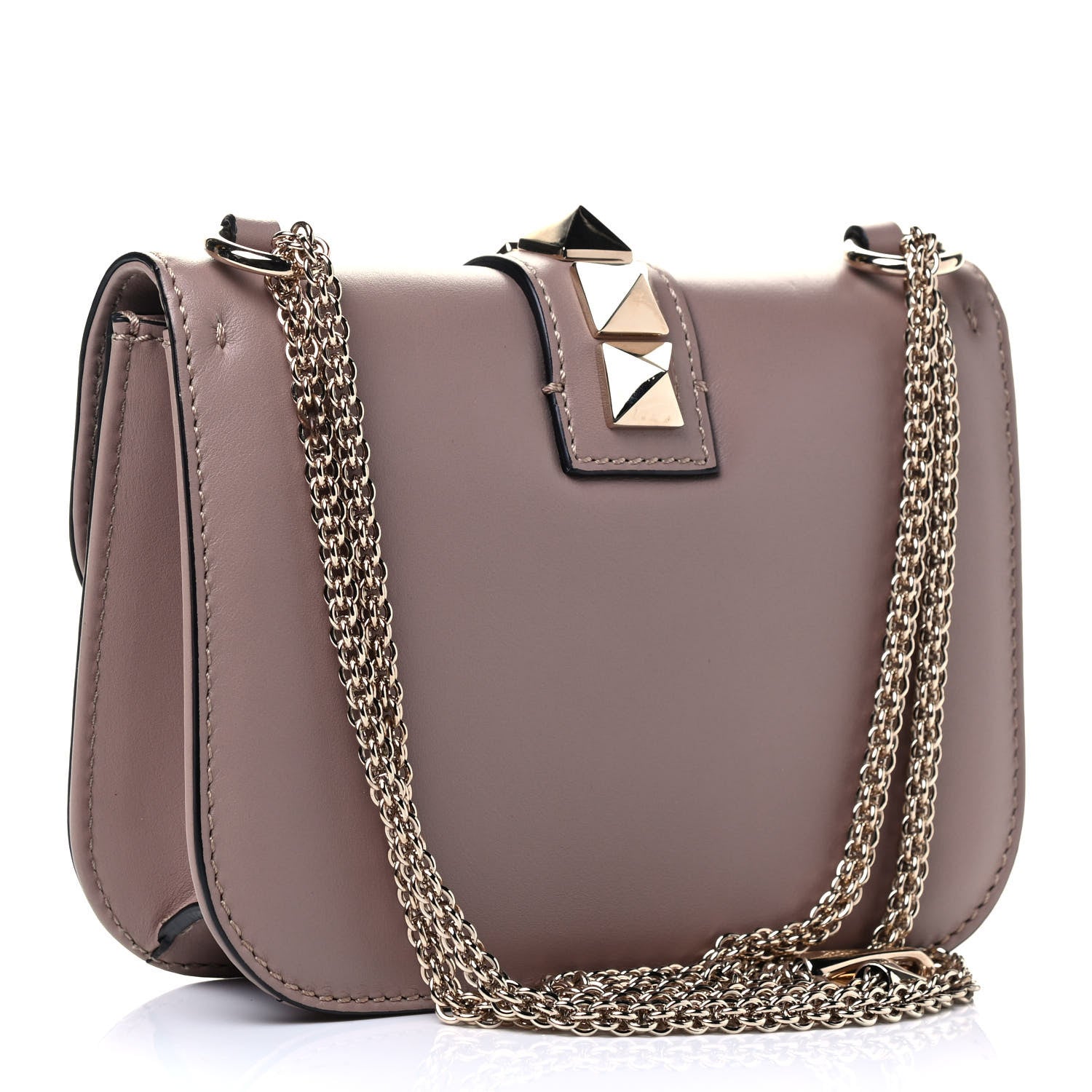 Valentino Garavani Vitello Small Glam Lock Rockstud Flap Poudre 2 of 4