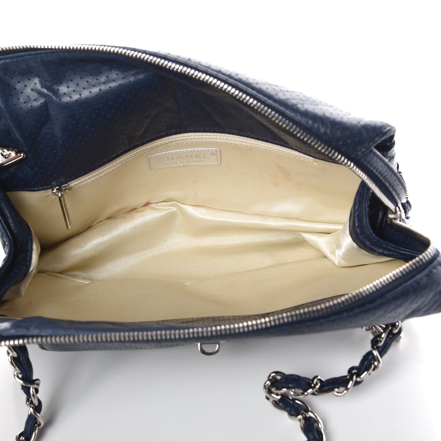 Chanel Calfskin Perforated 50's Satchel Marine Fonce 7 of 10