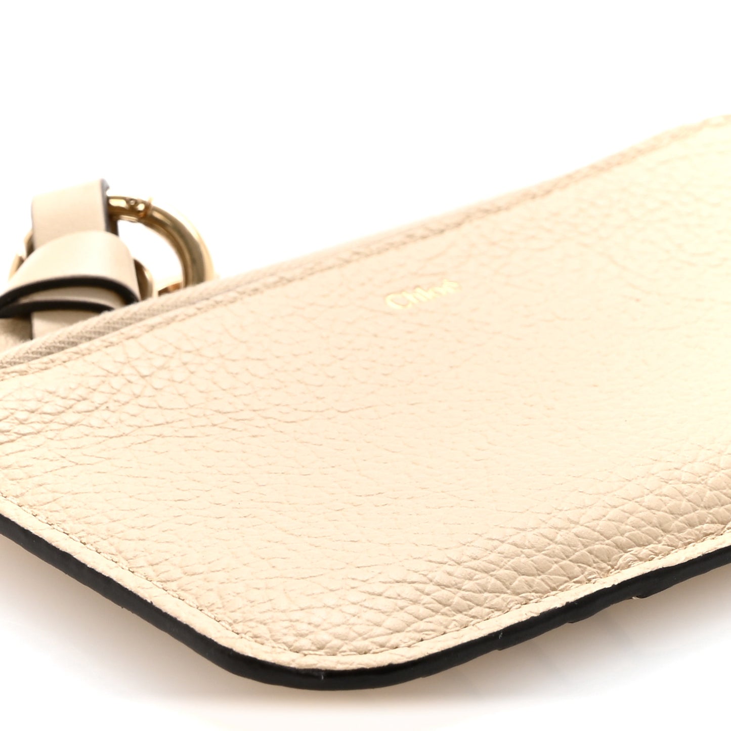 Grained Calfskin Alphabet Purse Wallet Sweet Beige