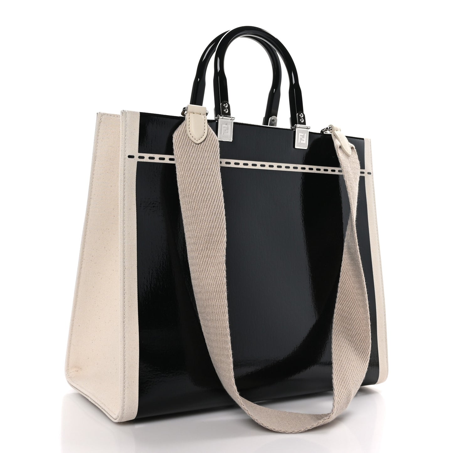 Patent Plexiglass Medium Fendi Sunshine Shopper Tote Black