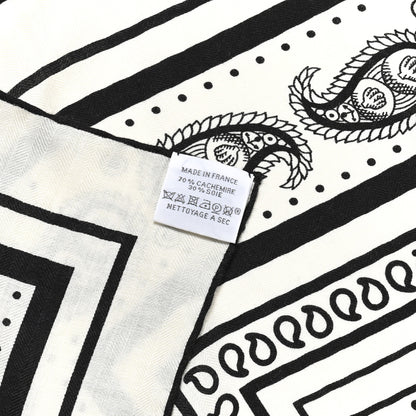 Hermes Cashmere Silk Tatouages Marins Bandana Shawl 140 White Black 3 of 5