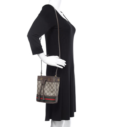 Gucci GG Supreme Monogram Web Mini Ophidia Bucket Bag Brown 2 of 10