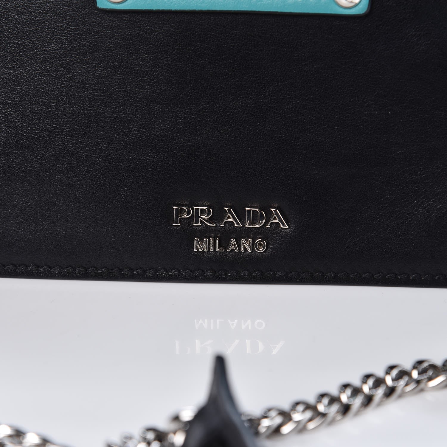 Prada City Calf Crystal Embellished Ribbon Bag Nero Black Jade 9 of 14