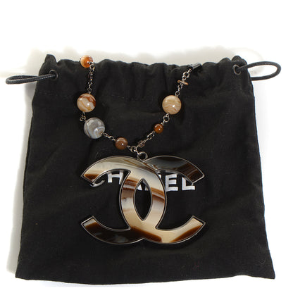 Chanel Agate Beaded Oversized CC Pendant Necklace 5 of 5