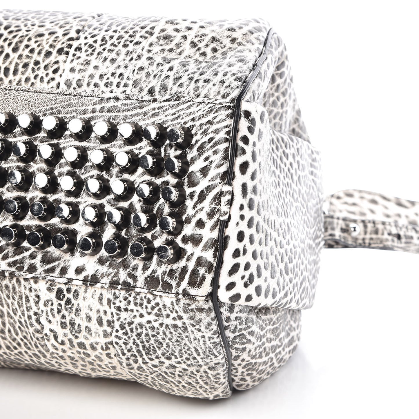 Pebbled Lambskin Rocco Black White Rhodium Hardware