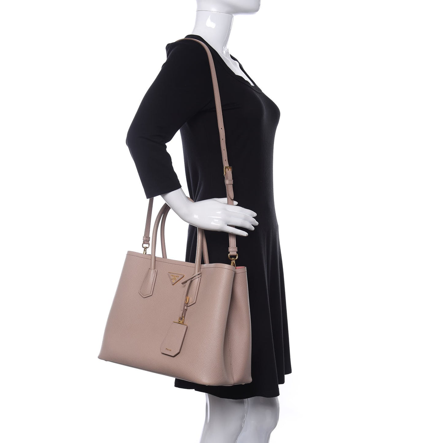 Saffiano Cuir Medium Double Bag Cammeo Rosa