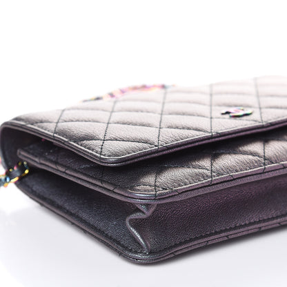Chanel Iridescent Goatskin Quilted Wallet On Chain WOC Purple 9 of 12