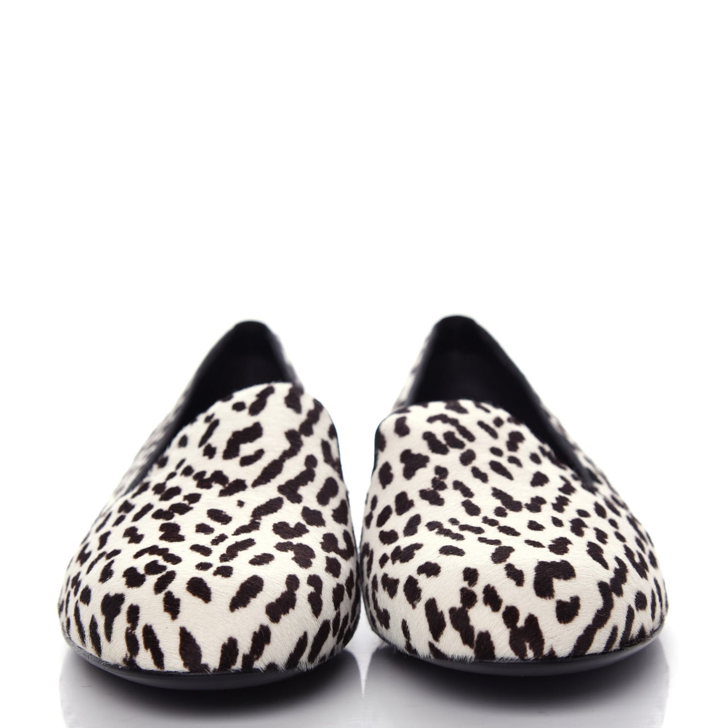 Calfskin Calf Hair Corda Snow Leopard Slipper 38 Black White